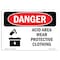 Signmission OSHA Danger Sign, Acid Area Wear Protective Clothing, 24in X 18in Decal, 18" H, 24" W, Landscape OS-DS-D-1824-L-1020 - alternate 1